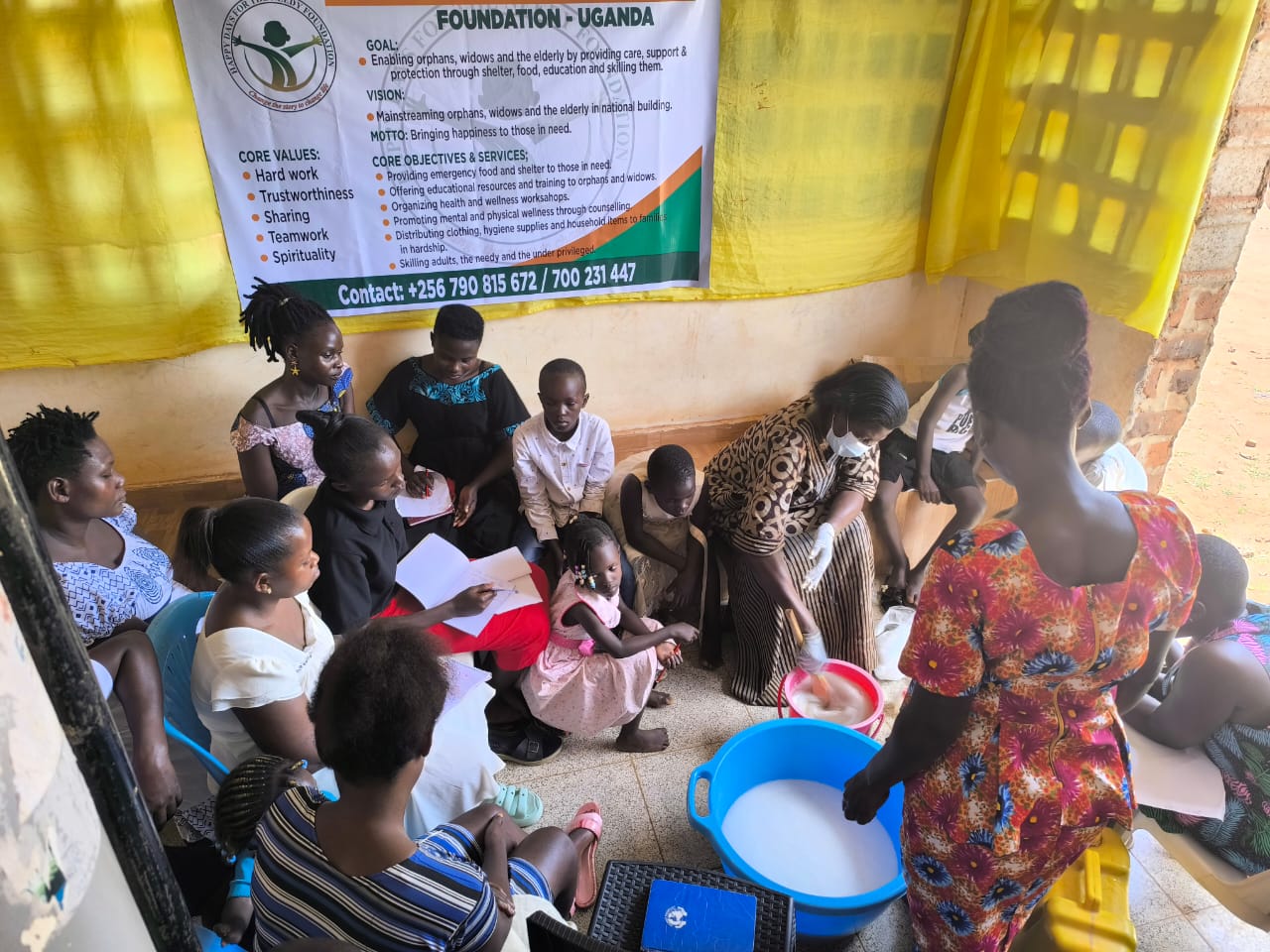 A training session held beneath the foundation banner